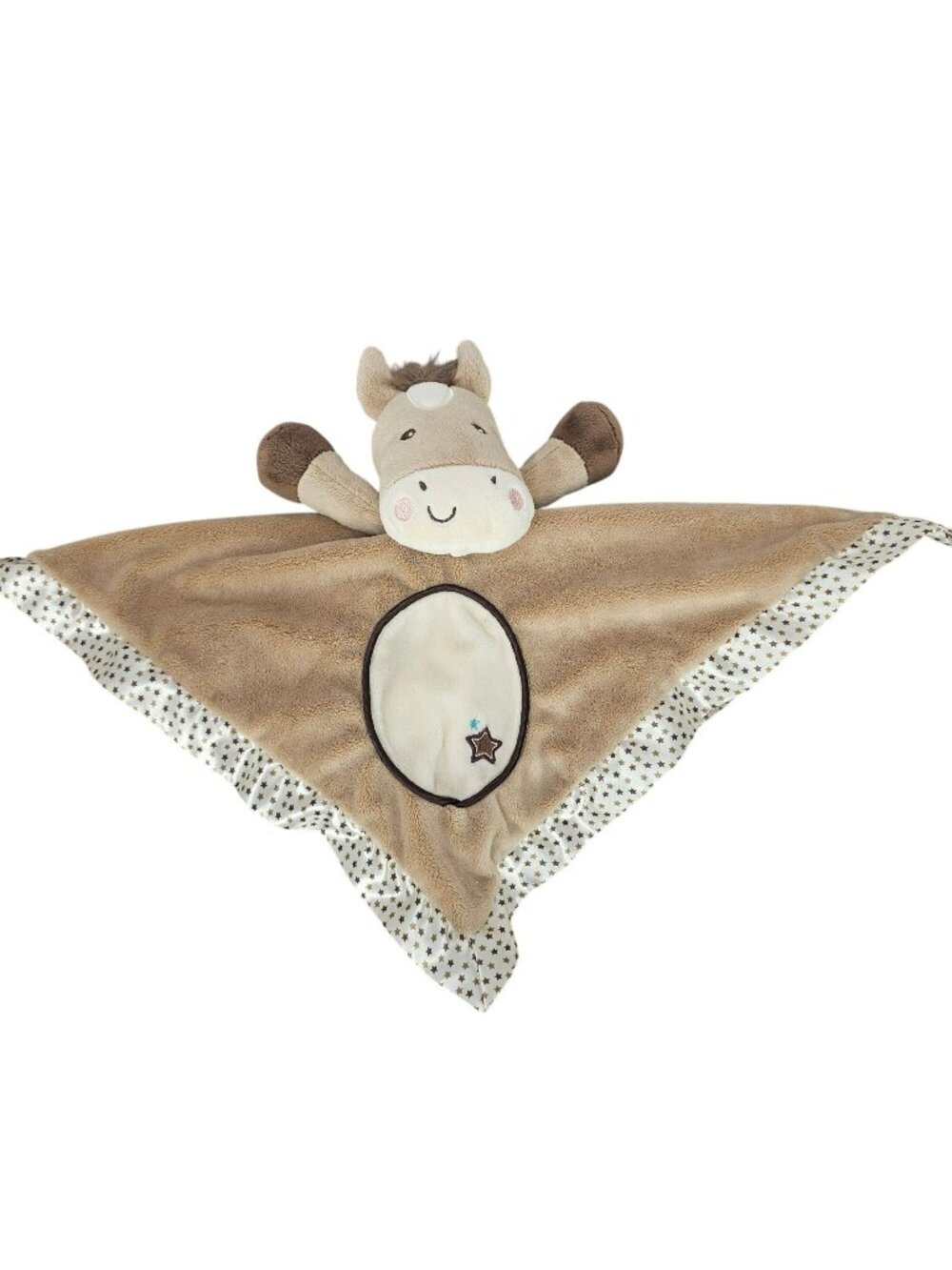 Douglas Baby Horse Lovey Security Blanket Brown & White Plush With Star Trim
